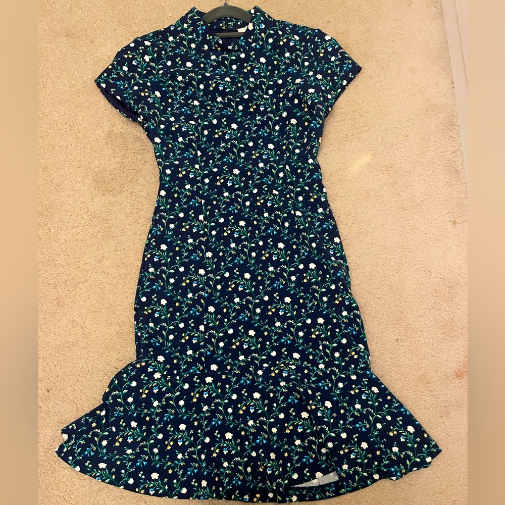 Floral Navy dress with mock neck collar- Lark & Co; Nordstrom - Picture 1 of 3